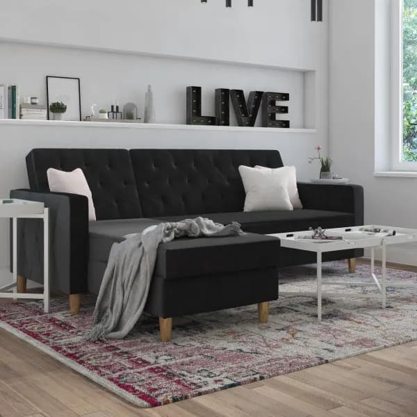 Cosmo Liberty Velvet Futon Velvet Black