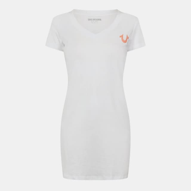 True Religion Womens Buddha T-Shirt Mini Dress White female 8