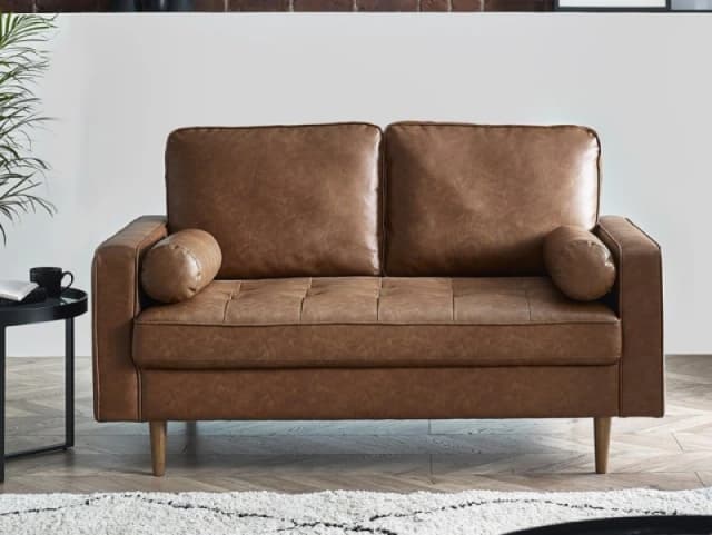 Julian Bowen Henley Brown Faux Leather 2 Seater Sofa