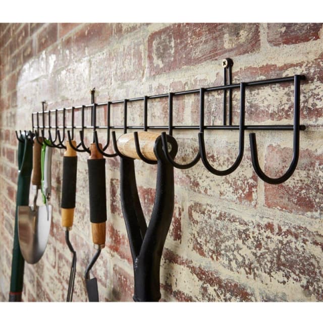 House of Home Garden Tool Wall Mounted Storage Rack Hook Holder Extra Long Shed Tidy Rail Black unisex