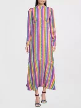 Olivia Rubin Agnes Printed High Neck Midi Dress - Multi