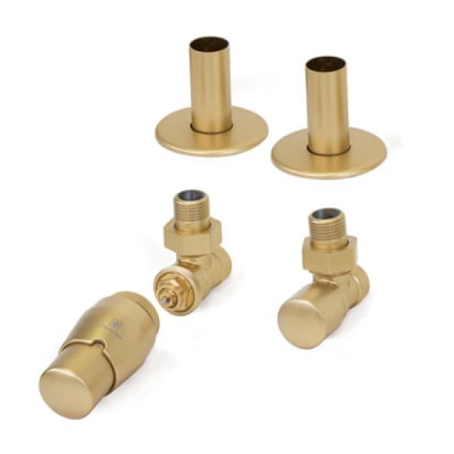 Terma Royal Brass Angled Radiator Valve & Lockshield (Dia)15mm X ½"