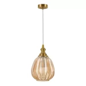 Fishers Globe Pendant Ceiling Light Brass Metal Champagne Glass LED E27 - Merano