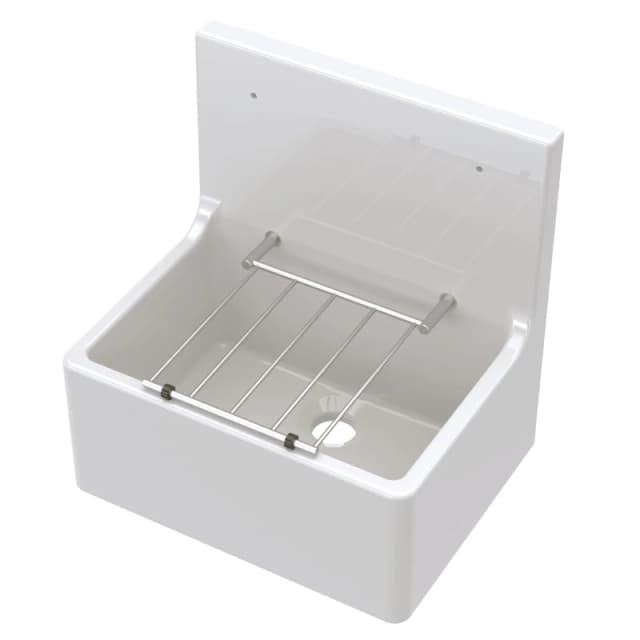 Balterley Single Bowl Fireclay Cleaner Sink with Grill 515 x 535 x 393mm White White