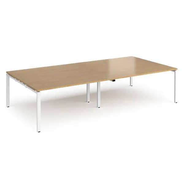 Adapt Rectangular Office Boardroom Table - Oak - White Frame - W3200mm