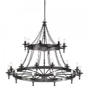 18 Light 2 Tier Pendant Chandelier - Graphite Black
