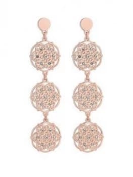 Mood Mood Rose Gold Plated Filigree Tripple Drop Earrings
