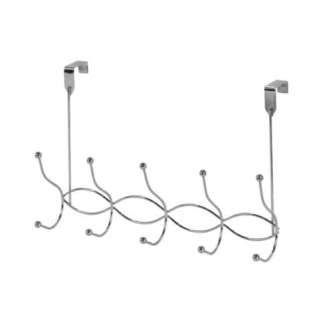 Showerdrape Waves Chrome Over Door Storage Hooks, Silver WAVDHC