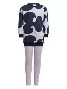 adidas Younger Girls Marimekko Crew And Tight Set, Light Purple, Size 7-8 Years, Women