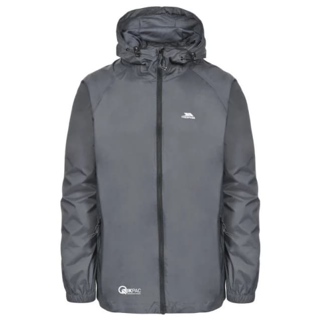 Trespass Mens Qikpac Waterproof Jacket in Dark Grey Size: XS Dark Grey Male XS