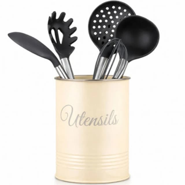 Innoteck Essentials Metal Utensil Crock Holder - Cream.