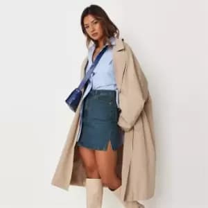 Missguided Denim Split Side Mini Skirt - Blue