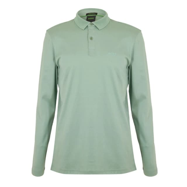 Boss Mens Pirol Long-Sleeve Polo Shirt, Timeless Design Open Green male XS