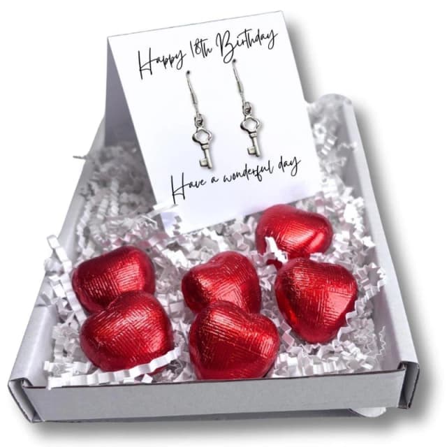 Aye Do Gifts Happy 18th Birthday Earrings Mini Gift Hamper Silver female Fish Hook