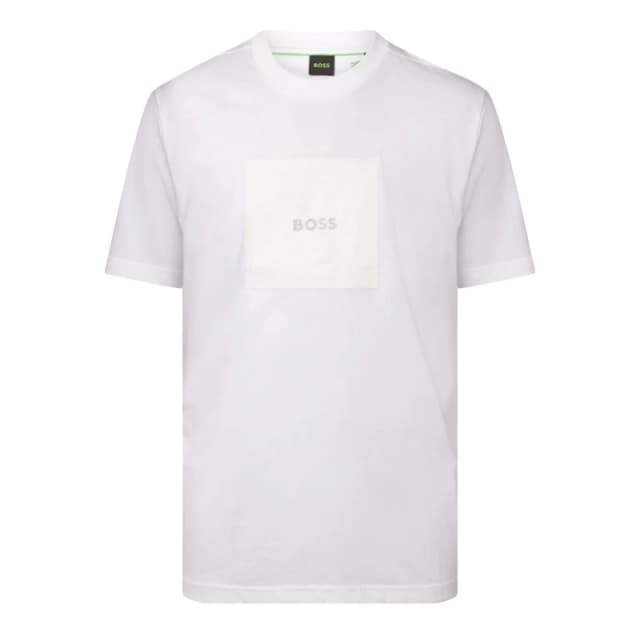 Boss Cotton Jersey T-Shirt with Fineline Artwork White male S