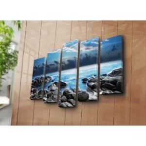 5PAT-28 Multicolor Decorative Canvas Painting (5 Pieces)
