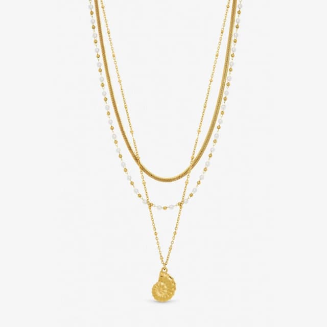 Jon Richard Gold Plated Waterproof Shell and Pearl Necklace Gold female One Size