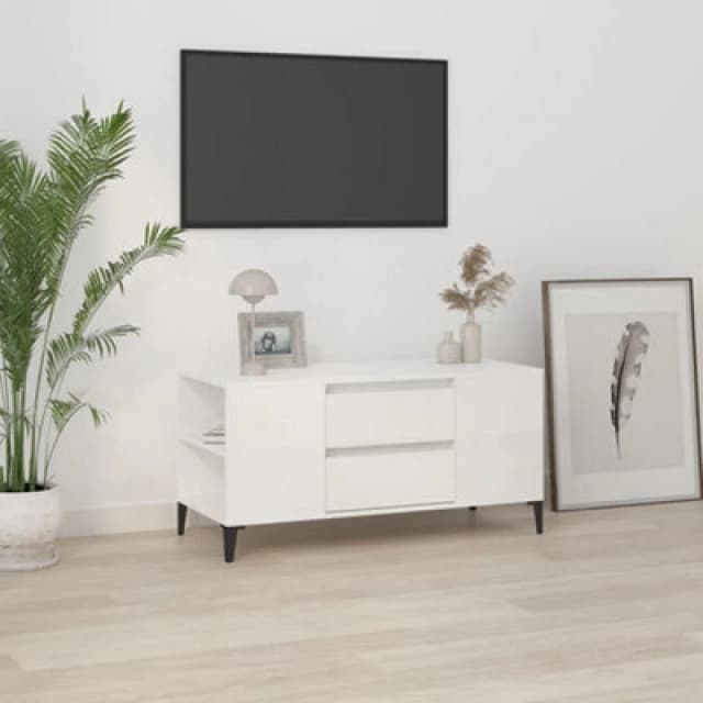 Vidaxl TV Cabinet High Gloss White 102X44.5X50 Cm Engineered Wood