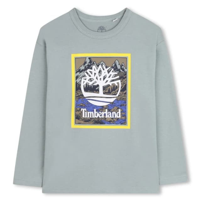 Timberland Kids Timb Logo Long Sleeve T-Shirt Grey male 8 Years