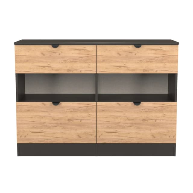 Welcome Furniture Solomon 4 Drawer Open Shelf Wide Chest Chest of Drawers Regular Grey 42346090390