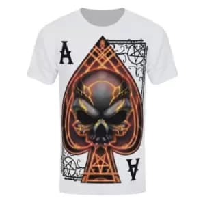 Grindstore Mens Ace Of Spades T-Shirt (L) (White/Black/Orange)