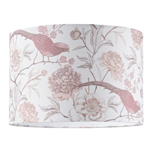 Happy Homewares Traditional Cotton Lamp Shade with Pink Long Tailed Birds & Floral Decor Size: 12" Pink Unisex 12"
