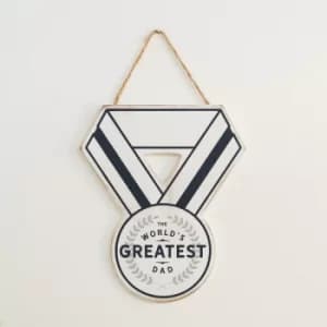 World's Greatest Dad Wooden Medal Plaque