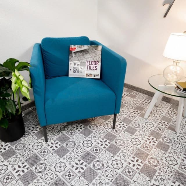 D C Fix Self Adhesive Vinyl Floor Tiles Oriental Grey unisex 2 SQM