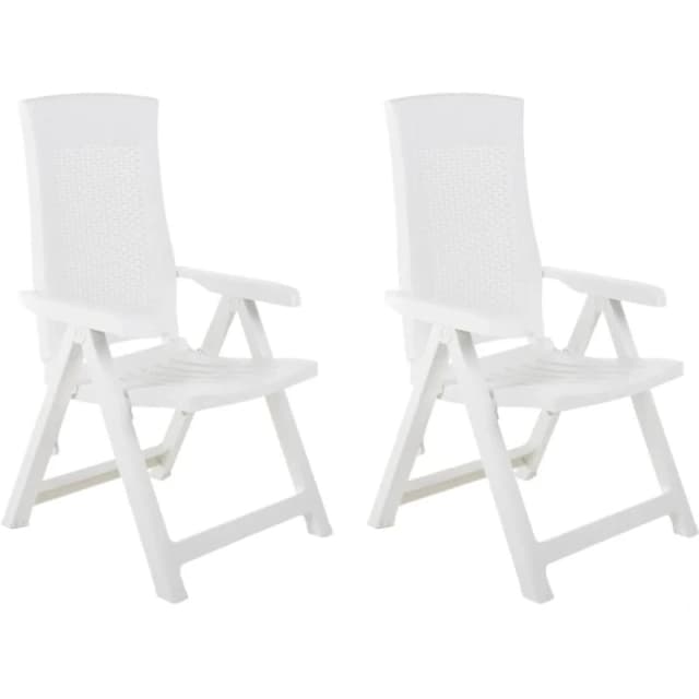 VIDAXL Garden Reclining Chairs 2 pcs Plastic White Vidaxl 8719883859446