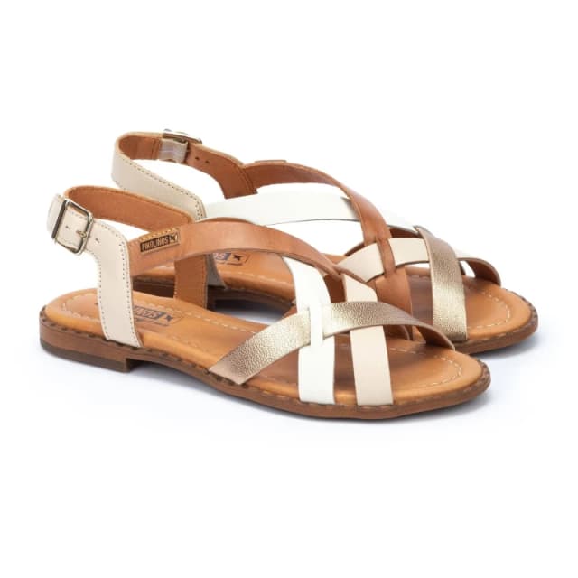 Pikolinos Algar Leather Sandals Beige/Silver-Coloured Women 36 (3.5);37 (4)