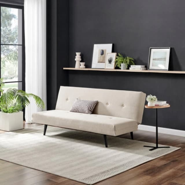 FurnitureboxUK FurnitureboxUK Tomson 2 Seater Double Sofa Bed Upholstered In Fabric in Beige Size: Medium Beige Medium Unisex 5056542697524