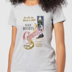 Disney Princess Cinderella Retro Poster Womens T-Shirt - Grey - L