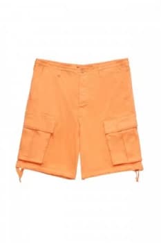 Mens French Connection Garment Dye Military Twill Shorts Orange