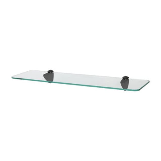 Harbour Housewares Rounded Floating Glass Shelf - 50Cm - Black Brackets - Bathroom Shower Storage Vanity Display Unit Shelf