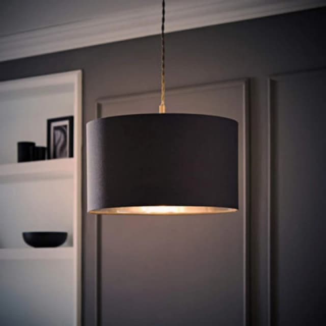 ValueLights ValueLights Reni Charcoal with Chrome Inner Easy Fit Ceiling Lamp Shade and Bulb Size: Medium Charcoal Medium Unisex 5059406062179