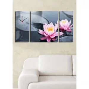 3P204045CS-2 Multicolor Decorative Canvas Wall Clock (3 Pieces)