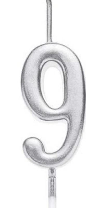 Shatchi Silver 9 Number Candle Birthday Anniversary Party Cake Decorations Topper Silver unisex
