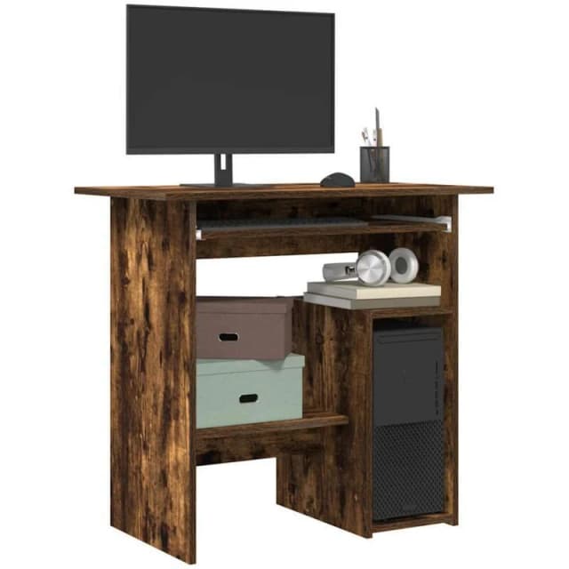 Vidaxl Desk Smoked Oak 80X45X74cm Engineered Wood, Brown 815477