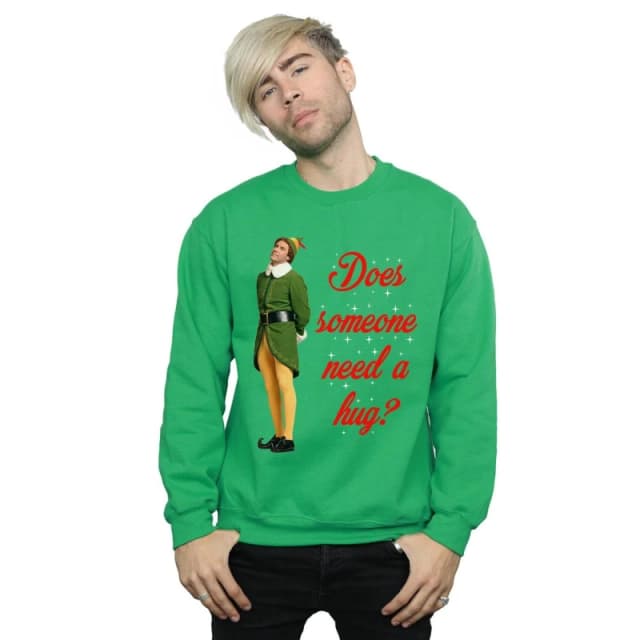Elf Elf Men Hug Buddy Sweatshirt in Green Size: Small Green S Male 5057736084601