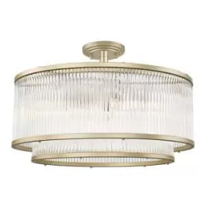 Zumaline Sergio Cylindrical Ceiling Light, Matt Gold, Glass, 6x E14