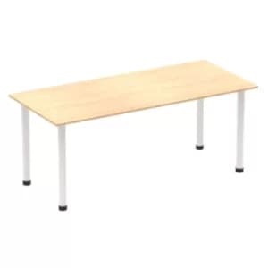 Impulse 1800mm Straight Table Maple Top White Post Leg