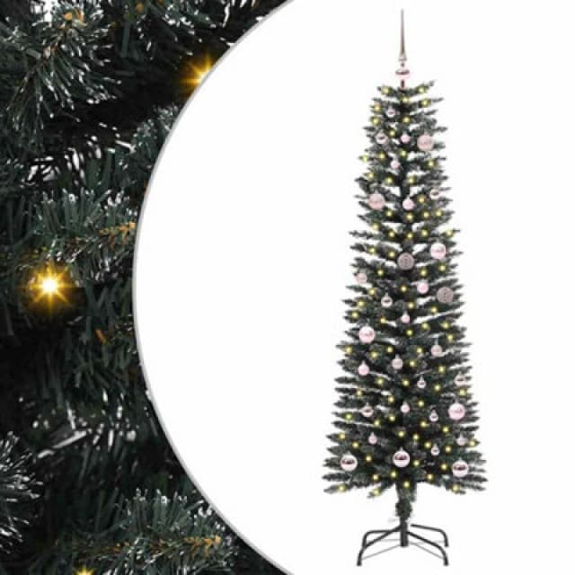 vidaXL Artificial Christmas Tree with 150 LEDs, Pink Balls Green 43 x 43 x 150 cm, Green 3395930