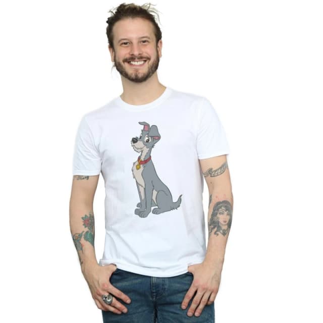 Disney Men Lady And The Tramp Spaghetti Heart T-Shirt in White Size: Small White S Male 5059400509854