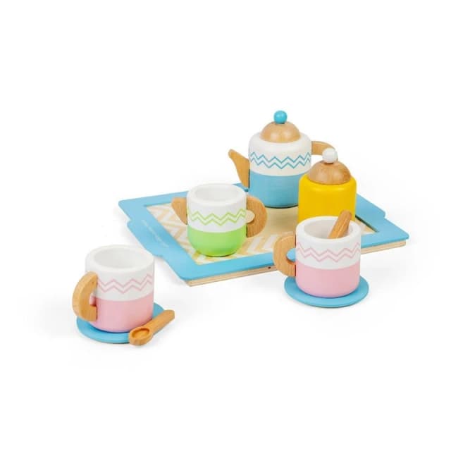 Bigjigs Toys Wooden Tea Tray Set Multi