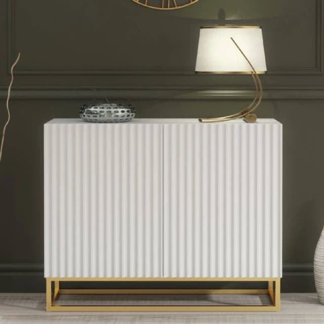 Creative Furniture Ripple Sideboard 100cm - White with Fluted Doors White Unisex