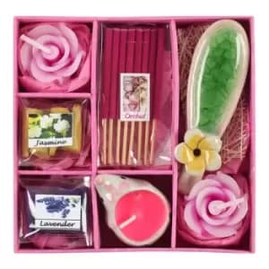 Pink Incense Gift Set with Leaf Holder