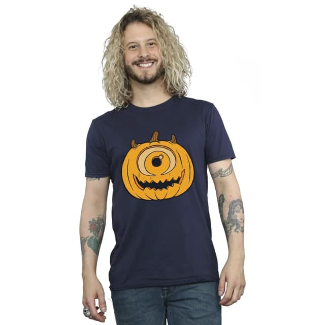 Disney Men Pumpkin Cotton Halloween T-Shirt in Navy Size: Small Navy S Male 5063376632430
