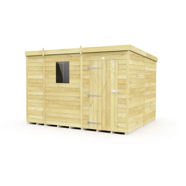 Buttercup Farm 9 x 8 Feet Pent Shed - Single Door W/ Windows - L231 x W276 x H201cm in Brown Brown Unisex