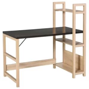 HOMCOM Computer Desk with shelves Office Desk Workstation,Writing Desk Computer PC Laptop Table Workstation, Black Wood Grain