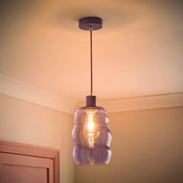 ValueLights ValueLights Lolly Lilac Glass Bubble Pendant Ceiling Light with Bulb Lilac One Size Unisex 5059406071331